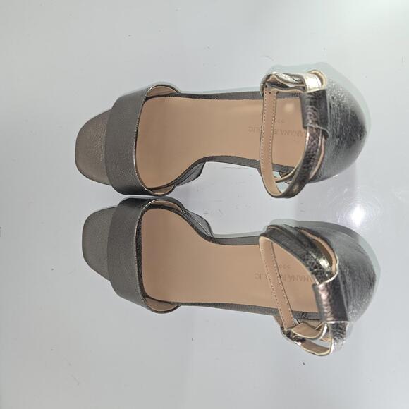 0394 Banana Republic Leather Platform Dress Heels Pewter 323 Size 9